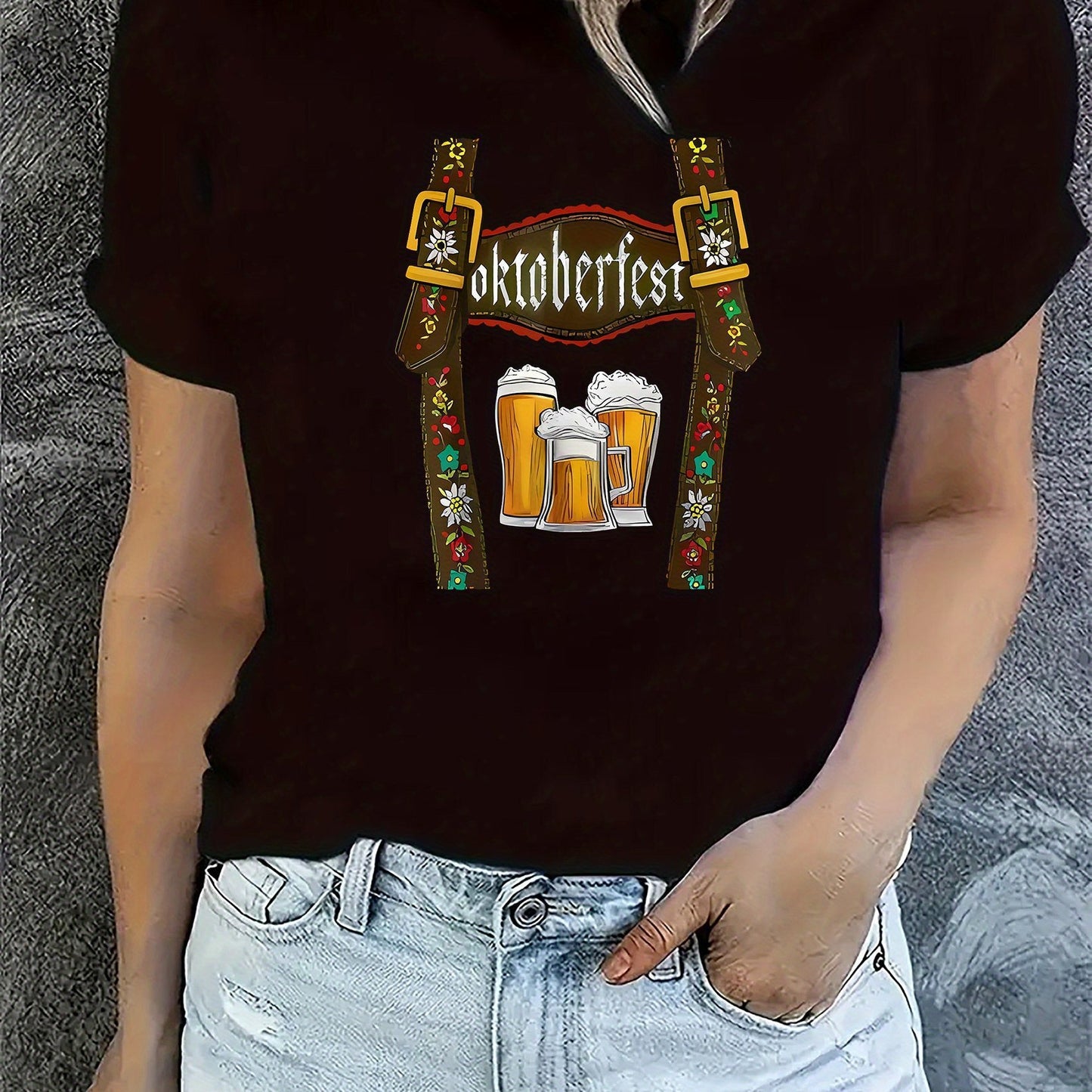 Fashion Personality Women's Oktoberfest Pattern T-shirt