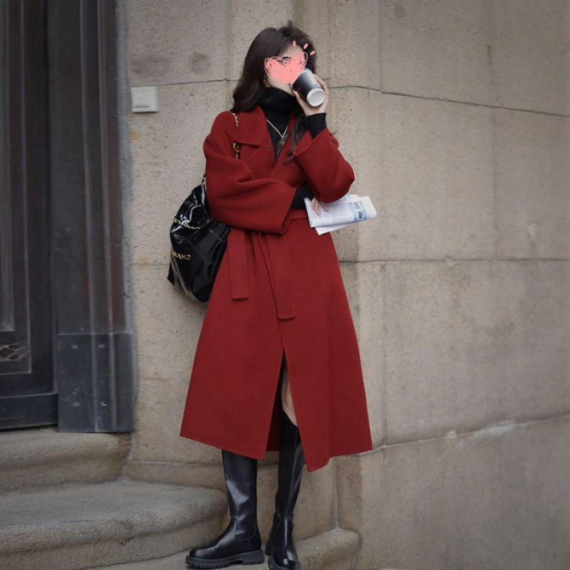 Mid-length Fall Winter Fashion Socialite Below-the-knee Coat