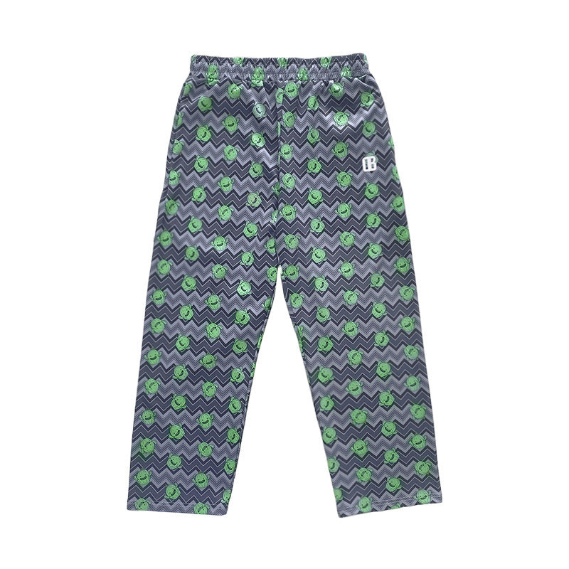 Cartoon Painted Print American Men's Straight Exercise Casual Pants