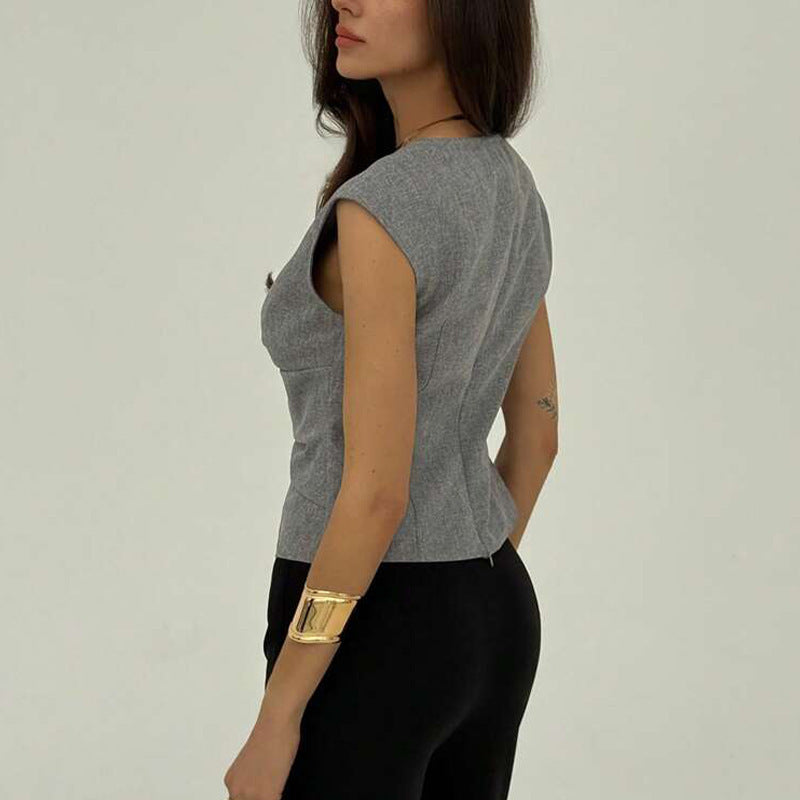 Women's Elegance Sleeveless Waist-tight Pullover Top