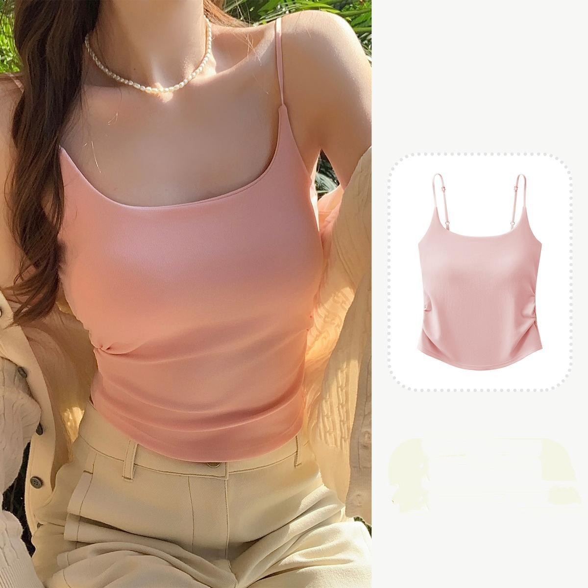 Pure Desire Style Pleated Suspender Vest For Women Outer Wear Inner Wear