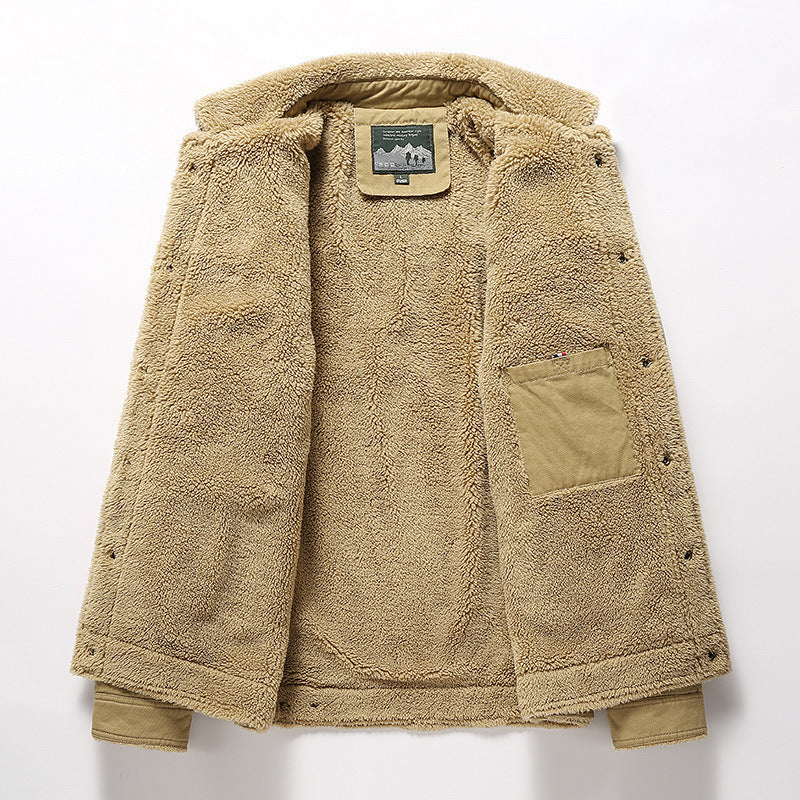Fleece-lined Thickened Casual Fashion Polo Collar Men's Jacket