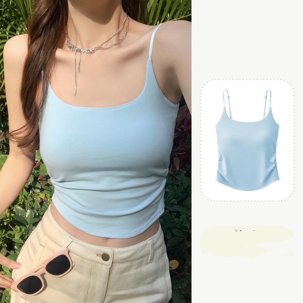 Pure Desire Style Pleated Suspender Vest For Women Outer Wear Inner Wear