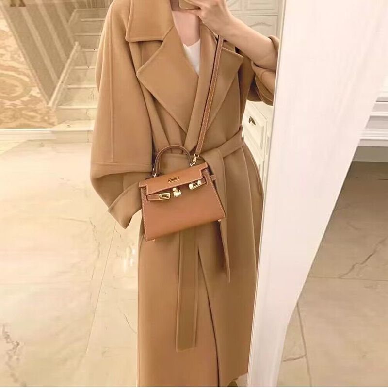 Mid-length Fall Winter Fashion Socialite Below-the-knee Coat