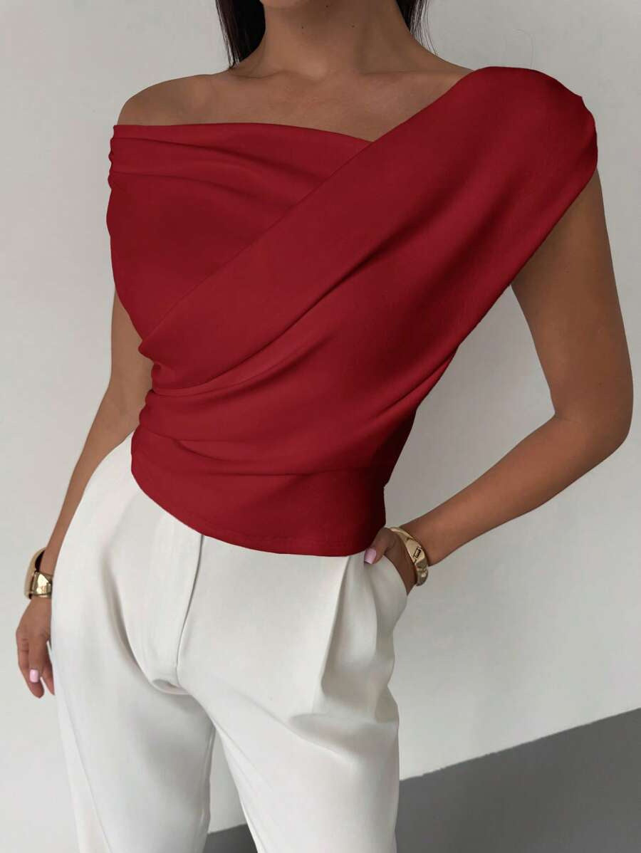 Fashion Personality Solid Color Sleeveless T-shirt For Women