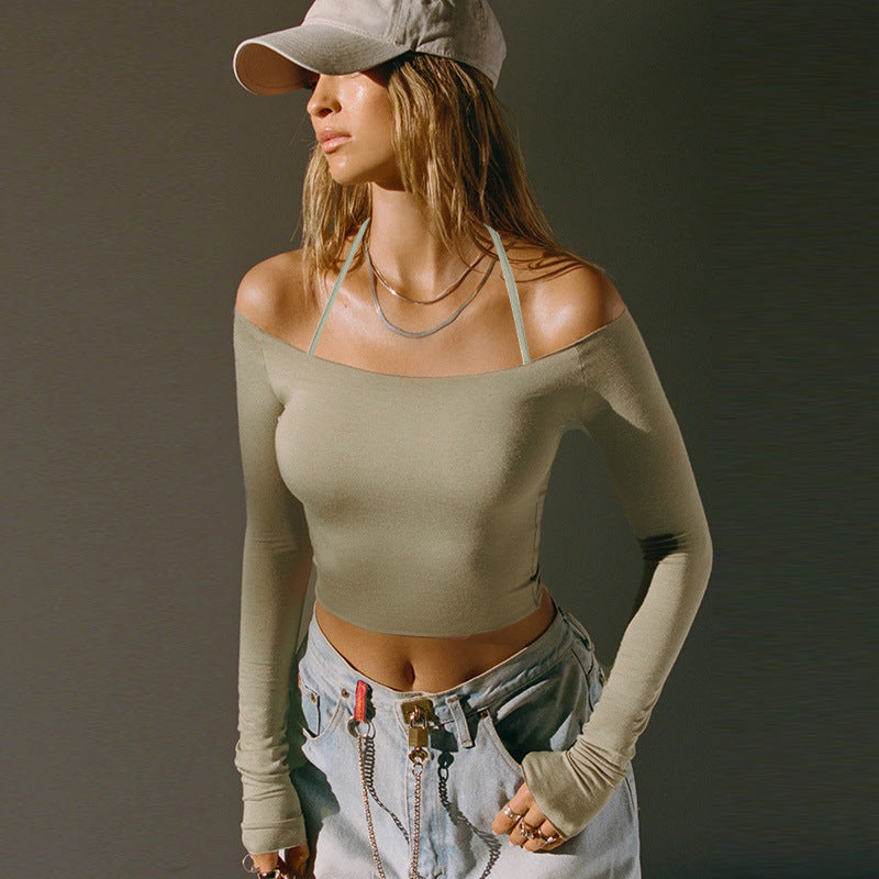 Off-shoulder Basic American Long Sleeve