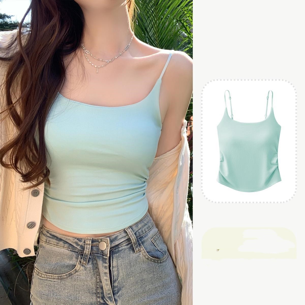 Pure Desire Style Pleated Suspender Vest For Women Outer Wear Inner Wear