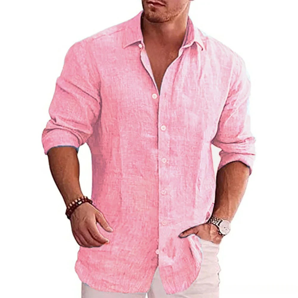 3D Printed Casual Men's Solid Color Shirt Slim Lapel