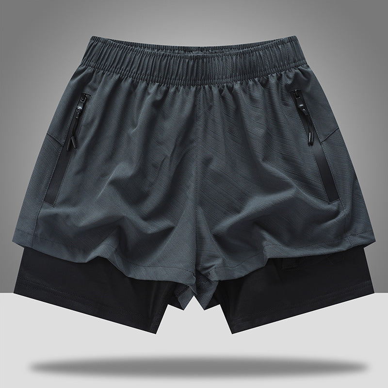 Men's Loose Quick Drying Lined Anti Glare Double-layer Shorts
