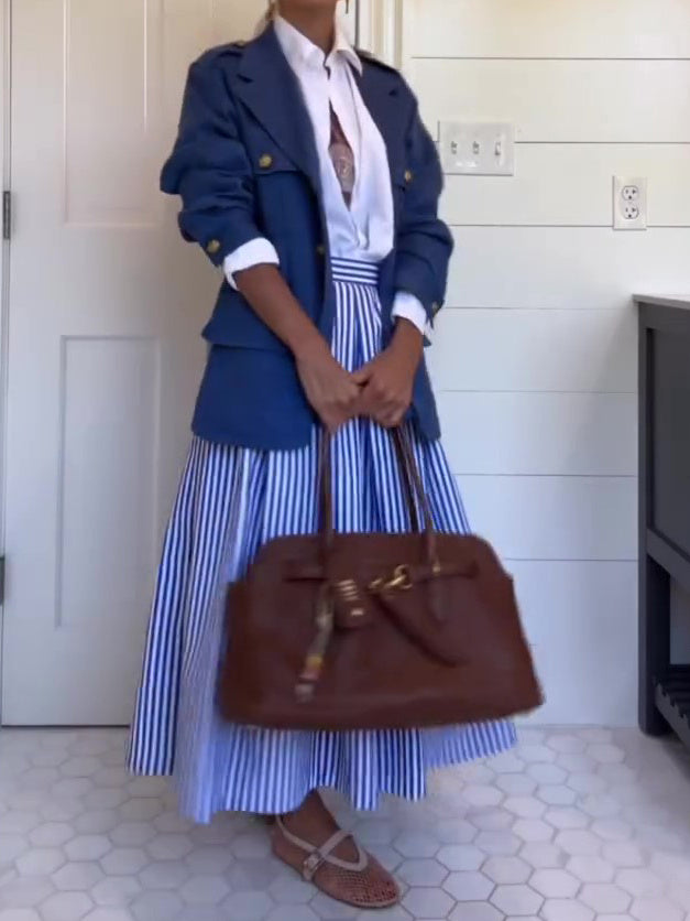 Navy Blue Double-breasted Blazer