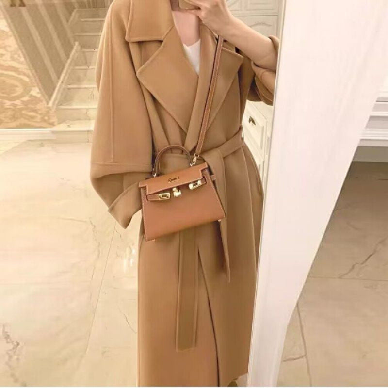 Mid-length Fall Winter Fashion Socialite Below-the-knee Coat