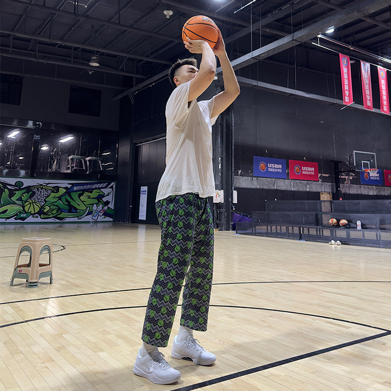 Cartoon Painted Print American Men's Straight Exercise Casual Pants