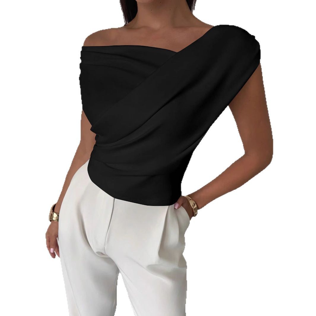 Fashion Personality Solid Color Sleeveless T-shirt For Women