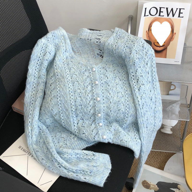 Cropped Sweater Coat Women's Knitted Cardigan